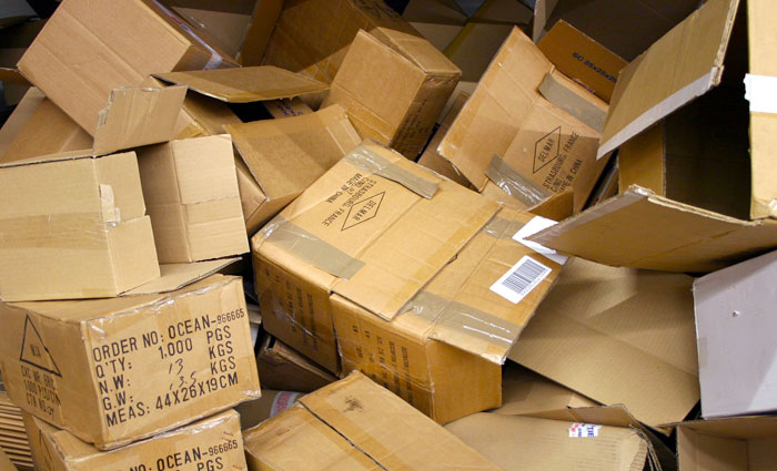 Pile of cardboard moving boxes